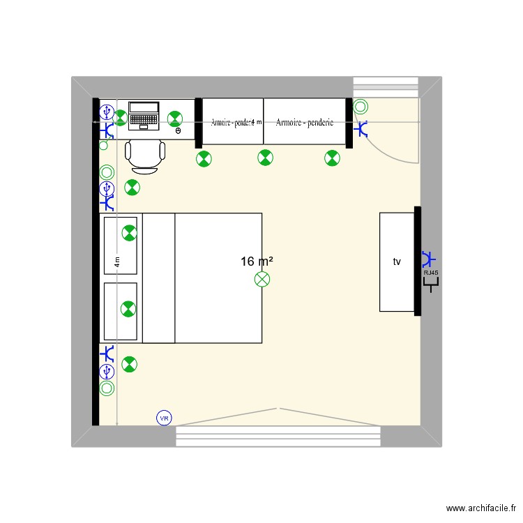 bureau luxembourg. Plan de 1 pièce et 16 m2