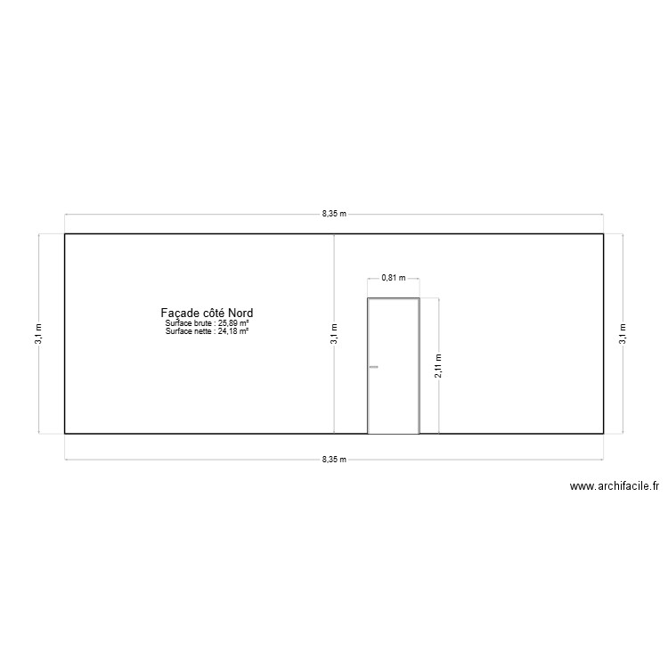 Façade côté Nord. Plan de 0 pièce et 0 m2
