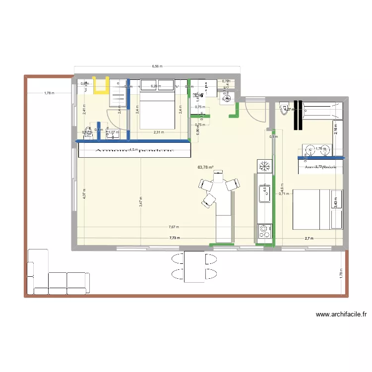 IMMEUBLE RUSSE PLAN 10. Plan de 1 pièce et 64 m²
