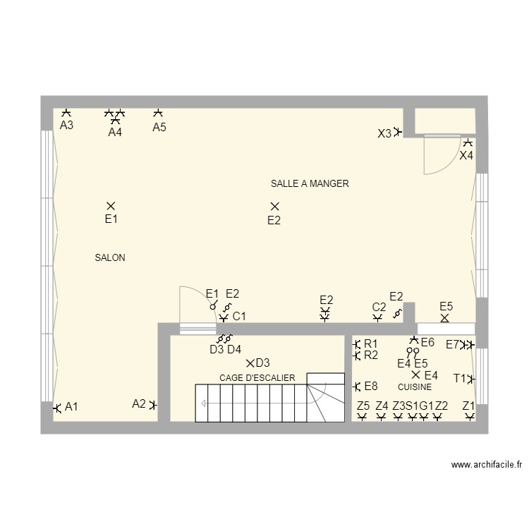 MARUIS 1ère étages. Plan de 4 pièces et 57 m2