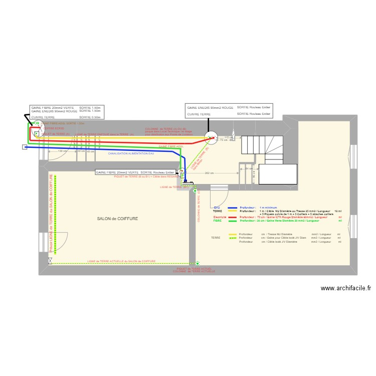 COURBET RDC enfouissement 1. Plan de 6 pièces et 74 m2