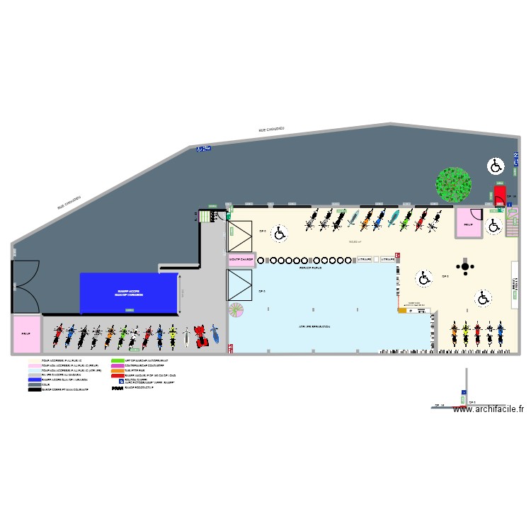 FC MOTOS RDC APRES TRAVAUX + PLAN DE COUPE. Plan de 12 pièces et 692 m2