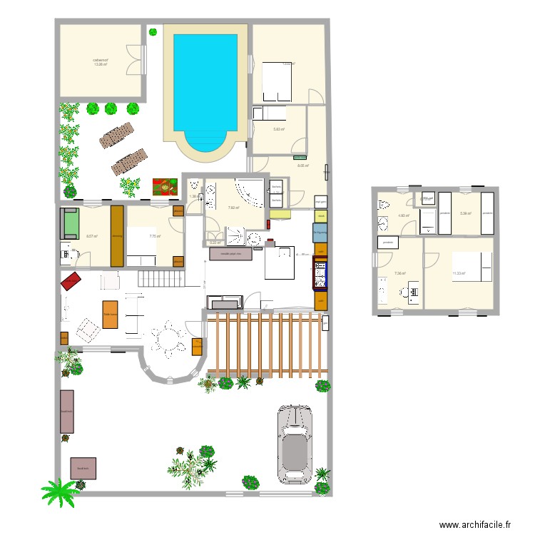 agrandissement maison piscine 1. Plan de 0 pièce et 0 m2