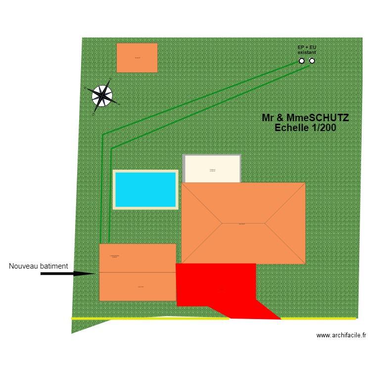 Plan de masse. Plan de 5 pièces et 187 m2