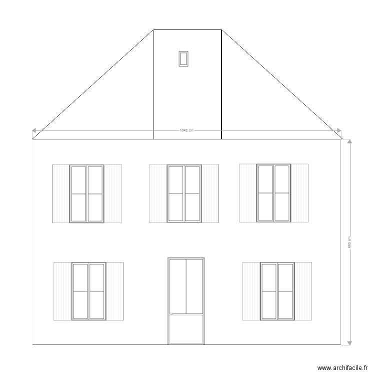 DP4 façade sud état des lieux. Plan de 0 pièce et 0 m2