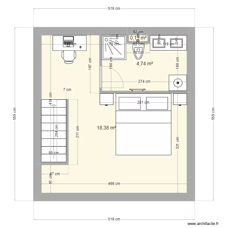 Etage 2 Grange. Plan de 