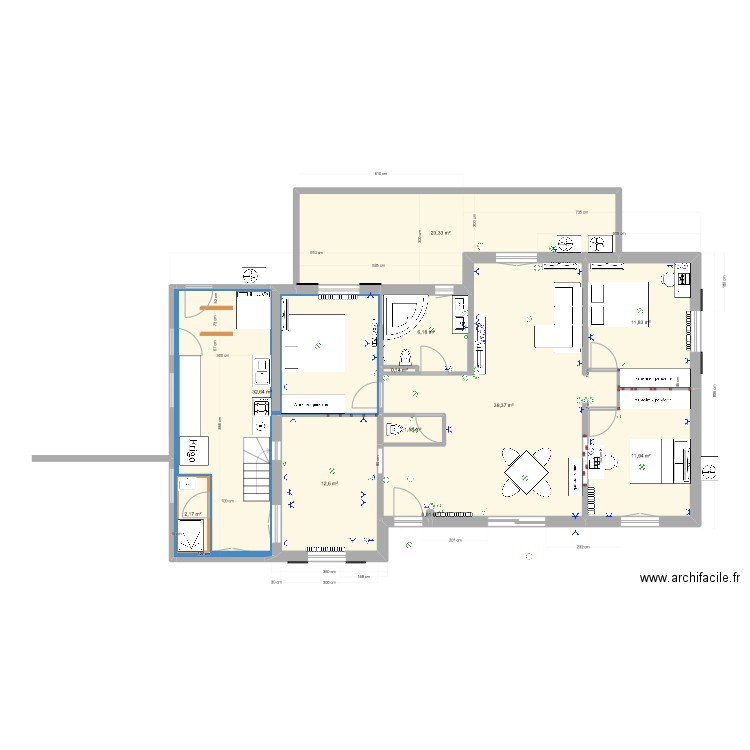 plan SP3C 01 06 2023. Plan de 11 pièces et 141 m2