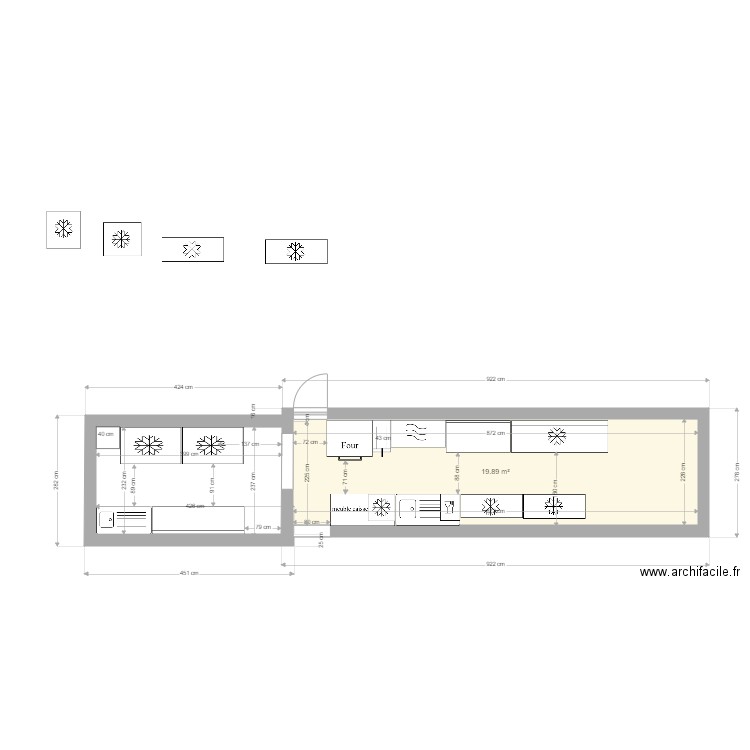 K-OCHON. Plan de 1 pièce et 20 m2