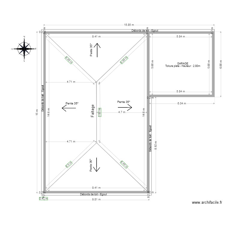 Plan de toiture. Plan de 0 pièce et 0 m2