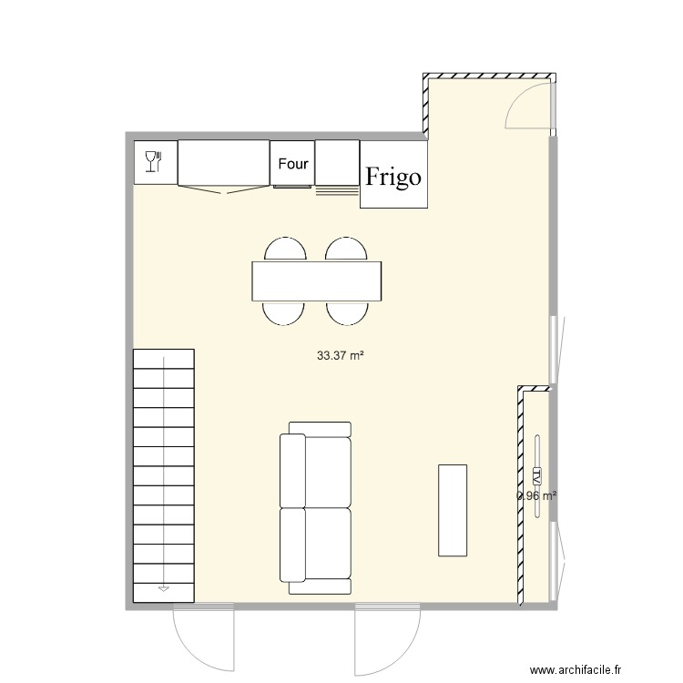Apt 3 pièce de vie a jour. Plan de 0 pièce et 0 m2
