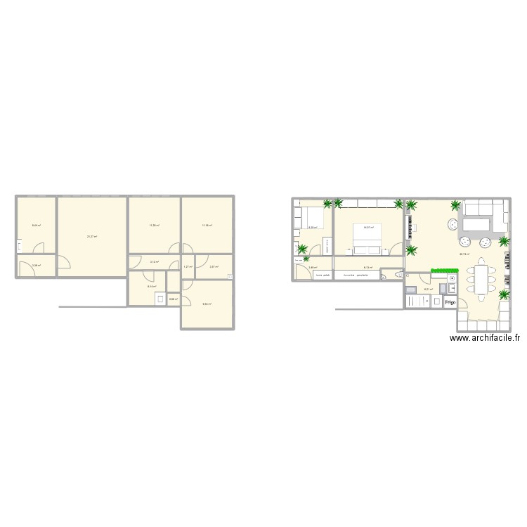 BELLEVILLE OK. Plan de 18 pièces et 160 m2