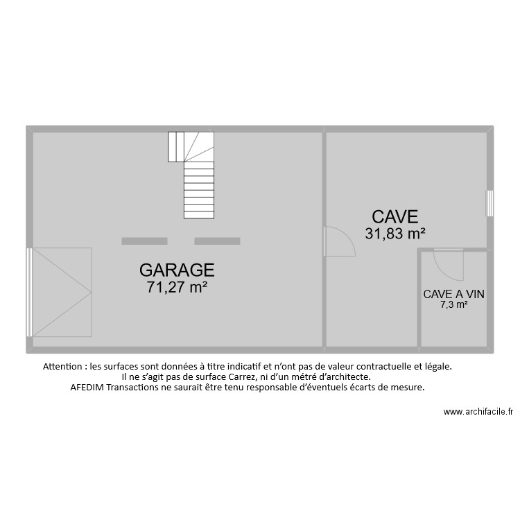 BI9796 SOUS SOL. Plan de 3 pièces et 110 m2