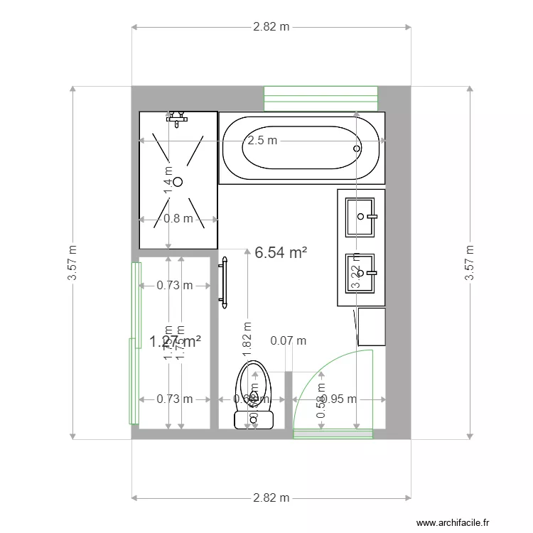 Salle de bain. Plan de 