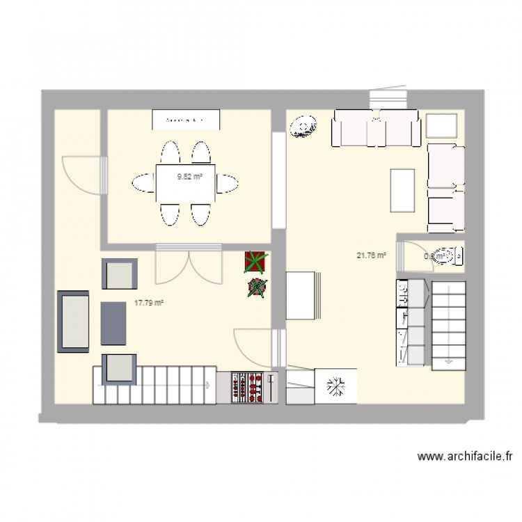 1ermicanosaménagéDIMENSIONSavec pièces et wc. Plan de 0 pièce et 0 m2