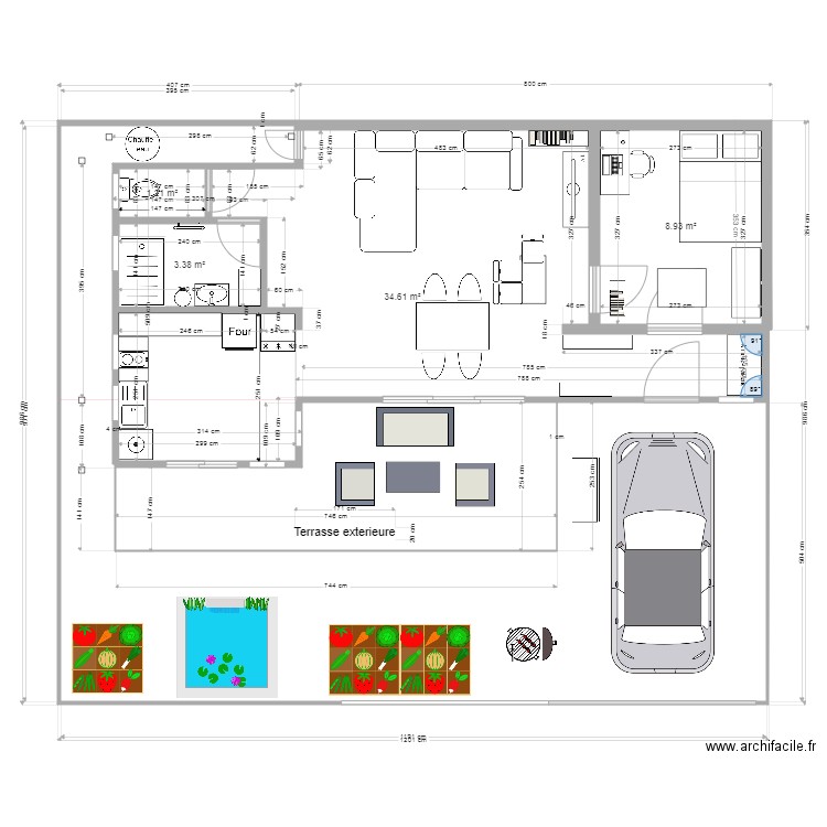 Studio 5. Plan de 4 pièces et 48 m2
