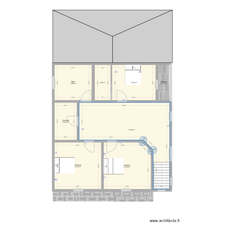 plan maison E1. Plan de 8 pièces et 131 m2