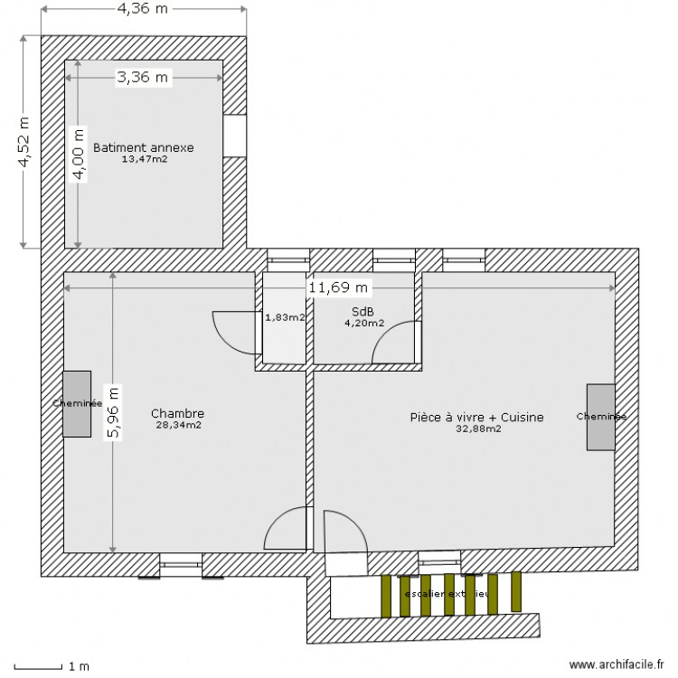 MAISON DUBOIS - LAS RUAS - AVANT EXTENSION BATIMENT. Plan de 0 pièce et 0 m2