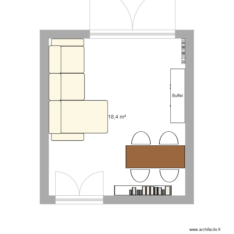 salon. Plan de 1 pièce et 18 m2