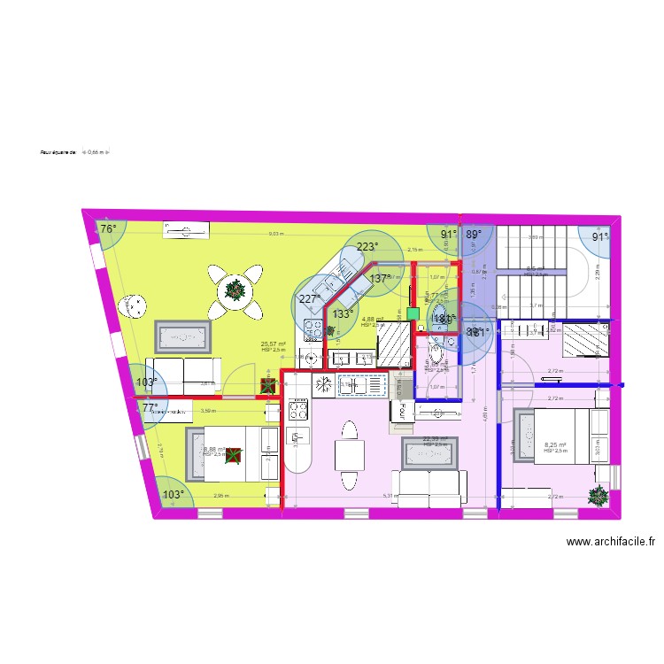 Aristide Briand Combles V2. Plan de 8 pièces et 82 m2