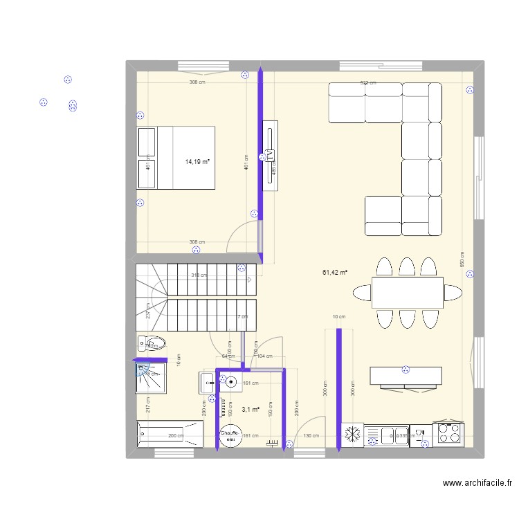 Ali House Niv 1. Plan de 4 pièces et 84 m2