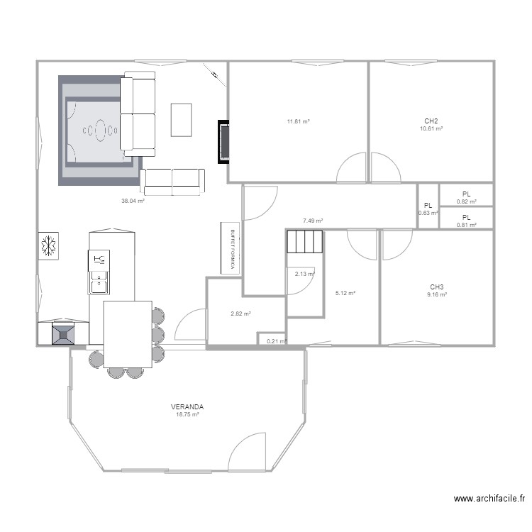 maison cuisine centrale 4. Plan de 0 pièce et 0 m2