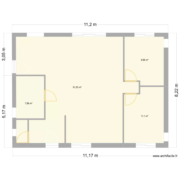 MAISON Mereuil. Plan de 4  et 80 m²