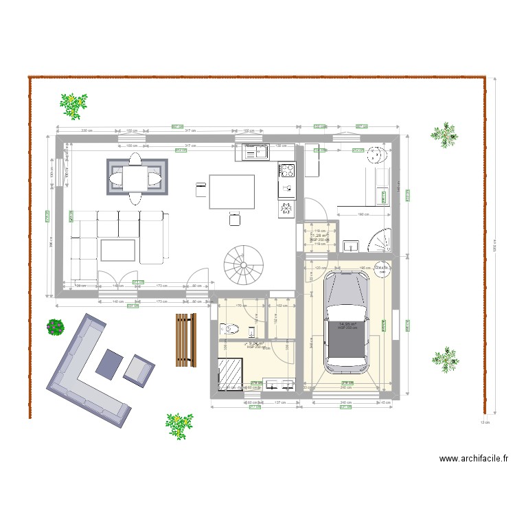 PLAN LESTE JEAN LAURENT modif. Plan de 3 pièces et 26 m2