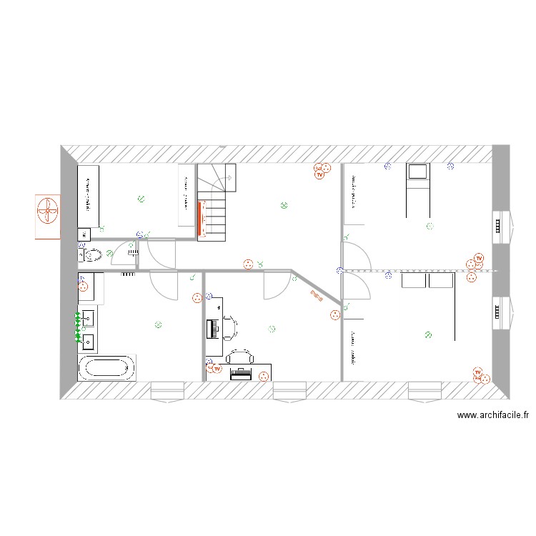 1er ETAGE plan Irleau. Plan de 0 pièce et 0 m2