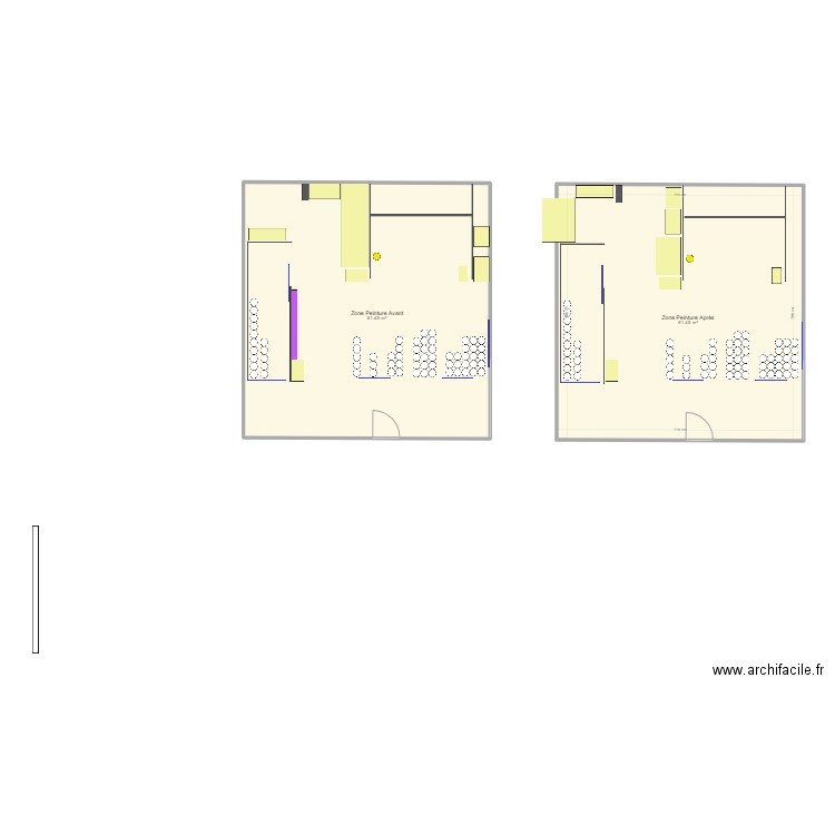 Zone Peinture. Plan de 2 pièces et 123 m2