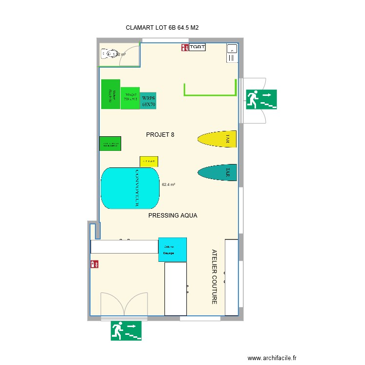 PROJET  8 PRESSING AQUA  CLAMART 6. Plan de 0 pièce et 0 m2