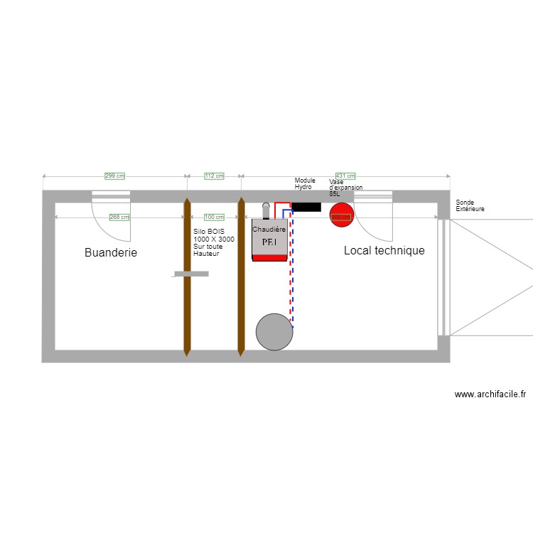 Cupillard Local technique SILO. Plan de 3 pièces et 23 m2