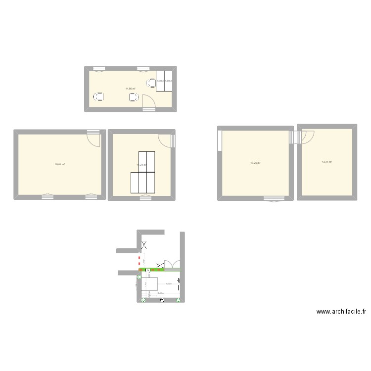 3ieme. Plan de 6 pièces et 81 m2