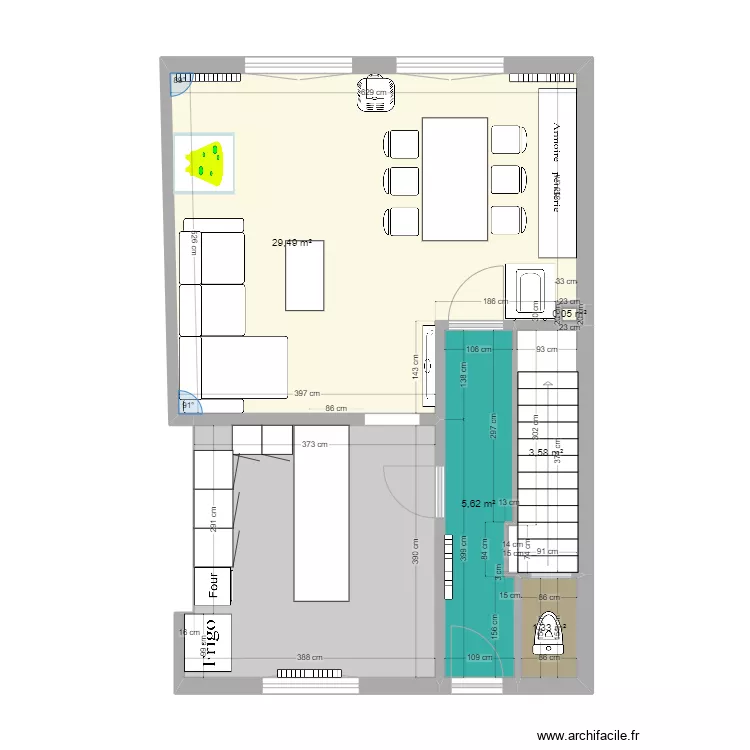 Bas avec cuisson salon condamné. Plan de Bas avec cuisson salon condamné. Plan de
