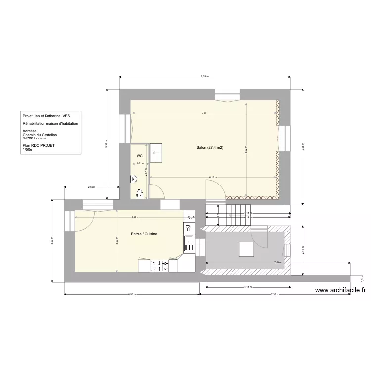 RDC  IVES chemin du Castellas PROJET. Plan de 