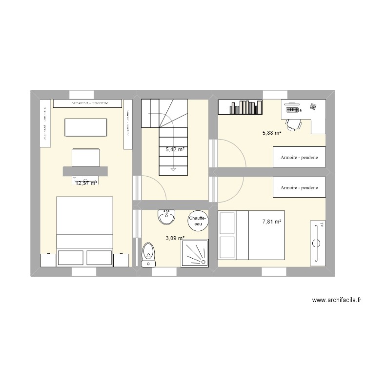 Sadric 02. Plan de 5 pièces et 35 m2