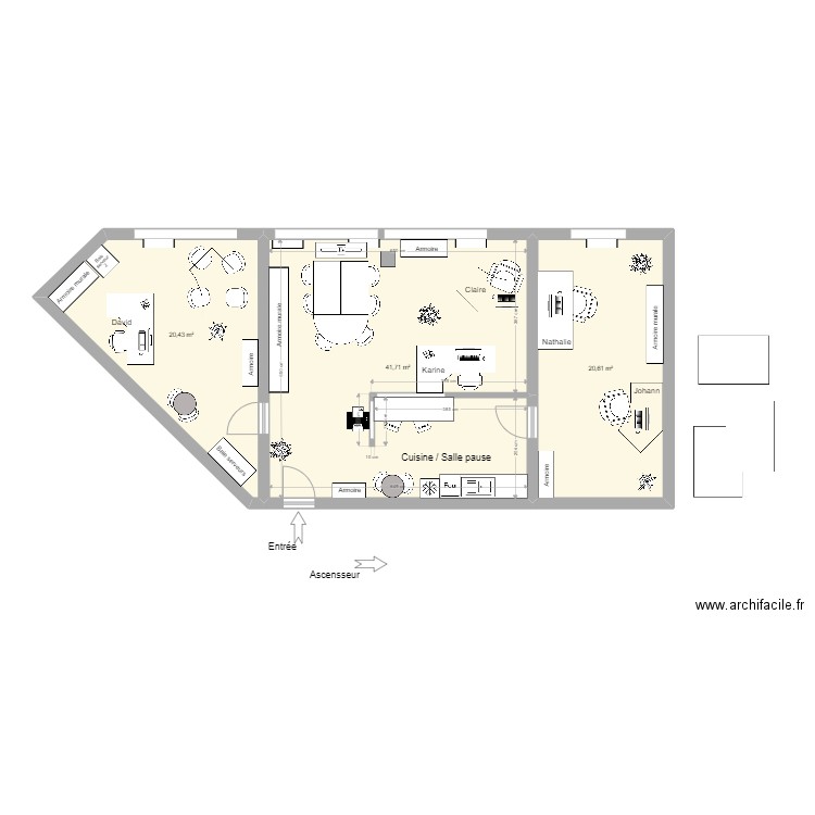 Antares 3 - Agencement 3. Plan de 3 pièces et 83 m2