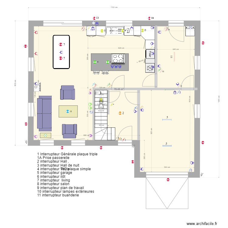 Plan cuisine électricité finale. Plan de 0 pièce et 0 m2