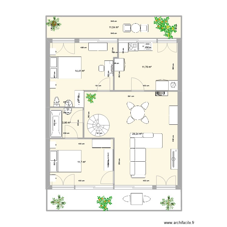 LAFOND. Plan de 6 pièces et 83 m2