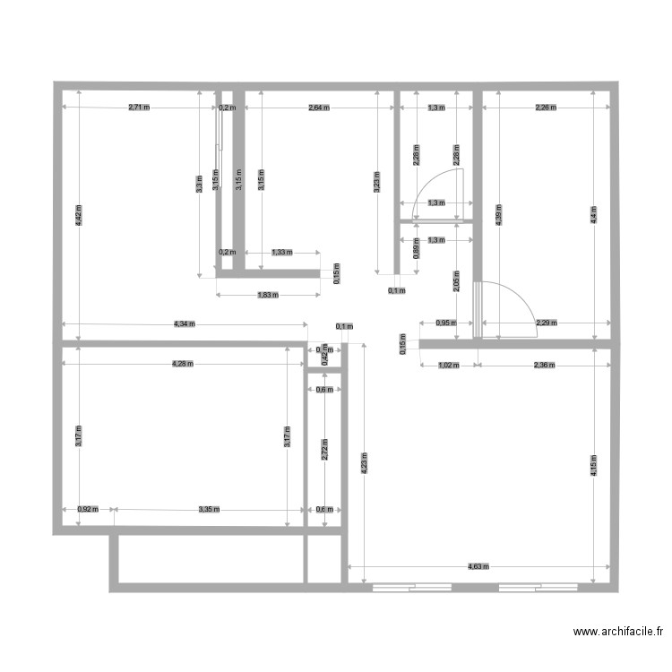 plan. Plan de 8 pièces et 79 m2