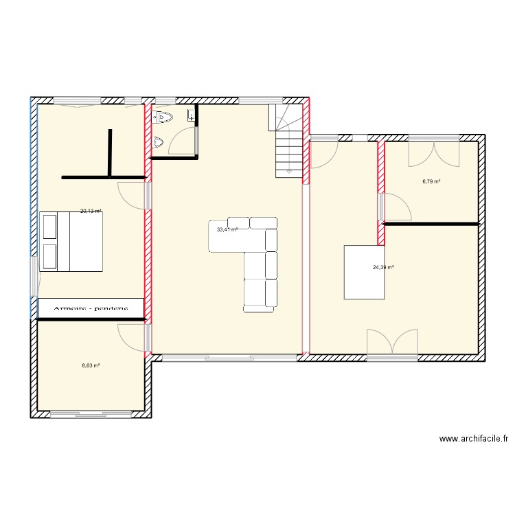 RDC CHECY 4. Plan de 5 pièces et 93 m2