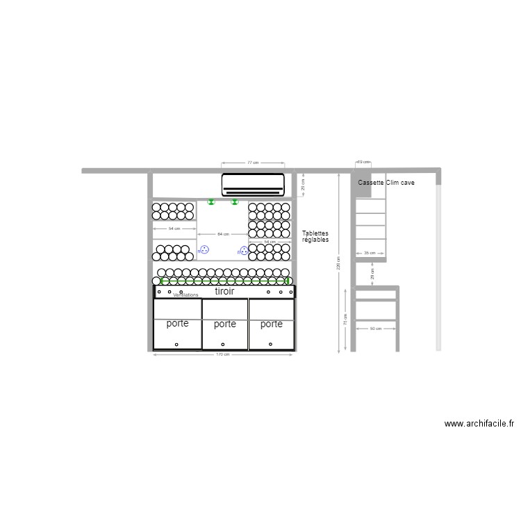 cave a vin. Plan de 5 pièces et 2 m2