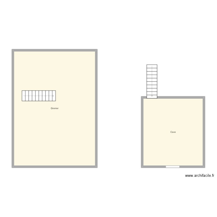 Croquis JASINSKI Cave et Grenier. Plan de 2 pièces et 80 m2