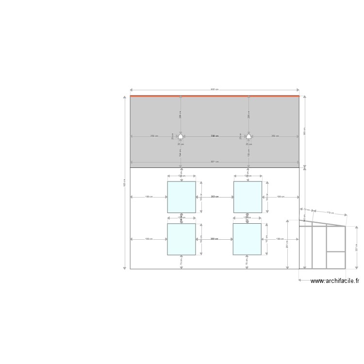 Façade Sud TY FLORES. Plan de 6 pièces et 6 m2