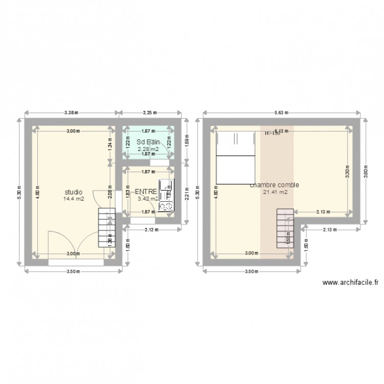 studio rdc. Plan de 0 pièce et 0 m2