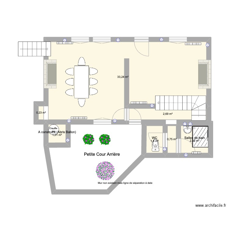 Plan ferme - Bat principale (rdc et etage). Plan de 13 pièces et 82 m2