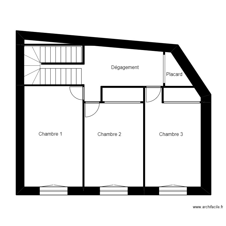 ETAGE EXISTANT FLEURET. Plan de 5 pièces et 58 m2