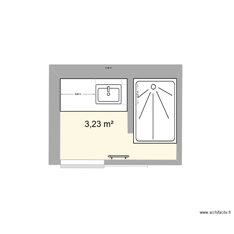 SDB 1er étage. Plan de 1 pièce et 3 m2