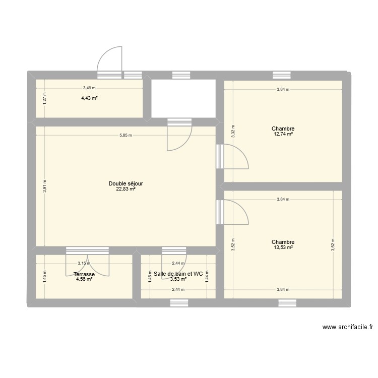 Maison. Plan de 6 pièces et 62 m2