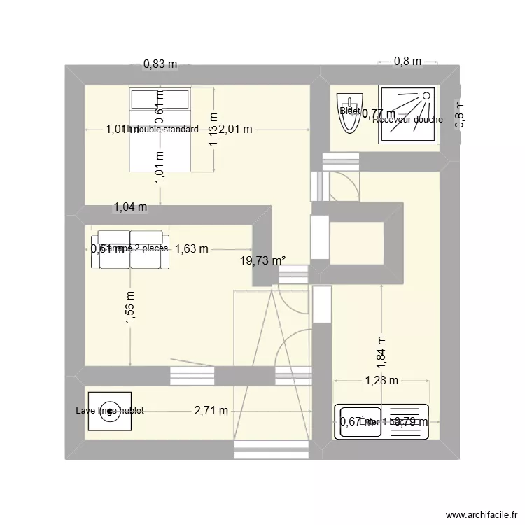 GUESSABO. Plan de 1  et 20 m²