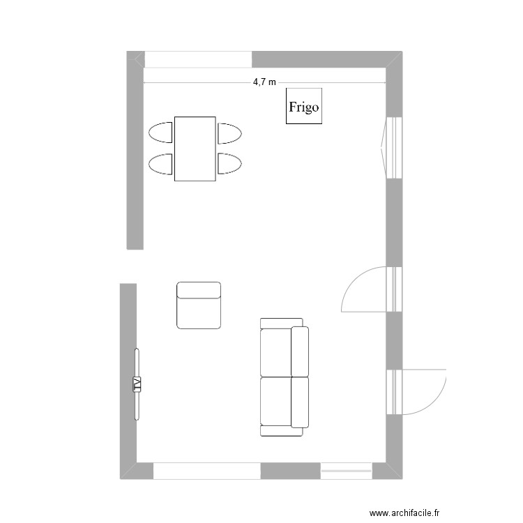 PIECE DE VIE. Plan de 0 pièce et 0 m2